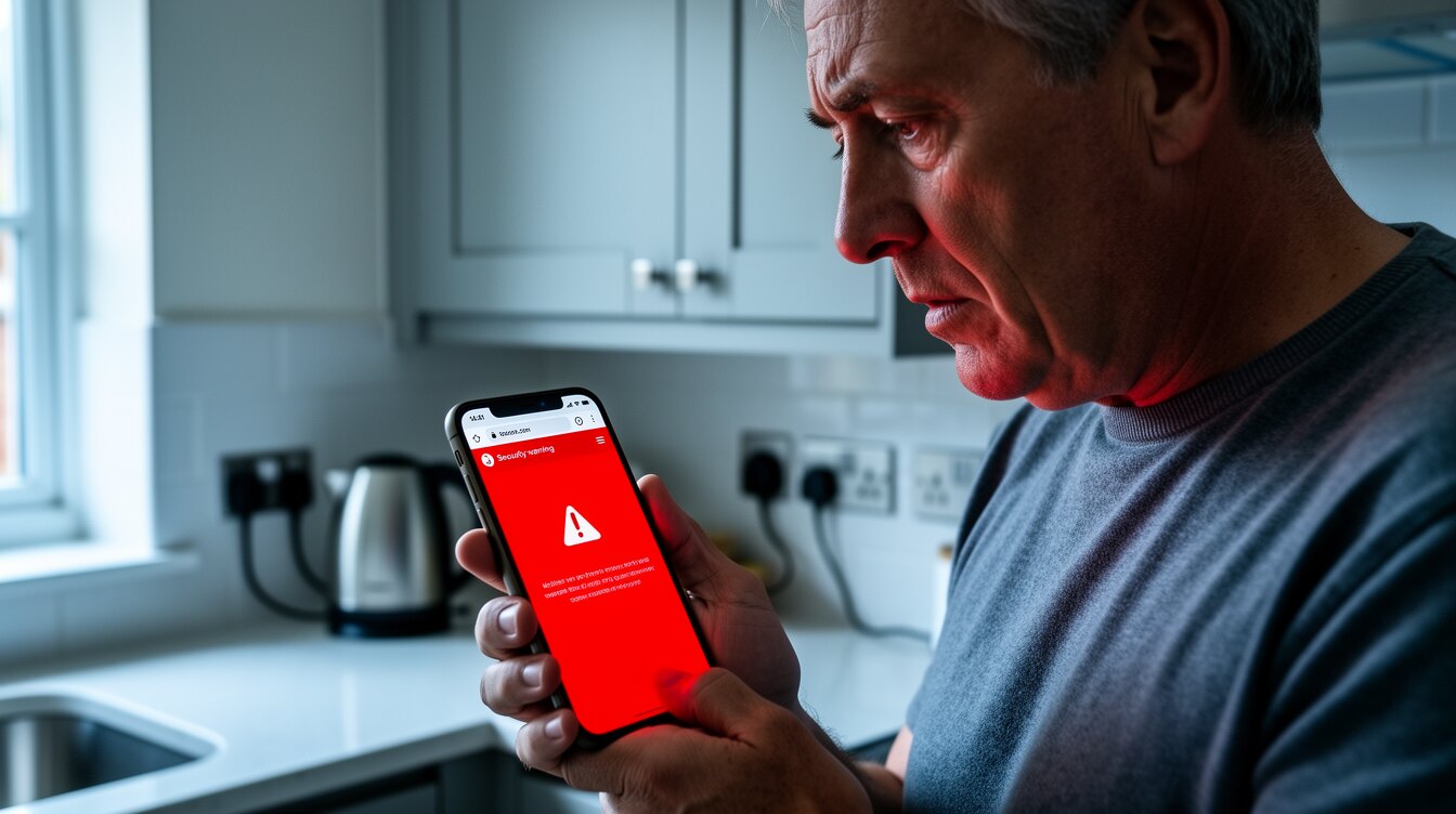 A homeowner seeing a Not Secure browser warning on a phone